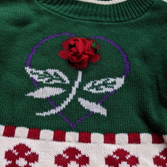 VINTAGE kids Nordic hearts & floral knit sweater - Picture 6 of 10